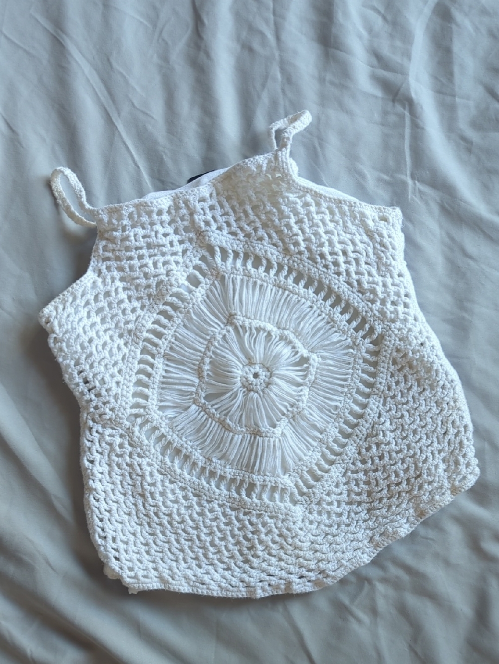 GAP Kids White Crochet-Trim Tank Top